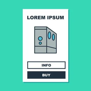 Filled outline Case of computer icon isolated on turquoise background. Computer Stock Illustration