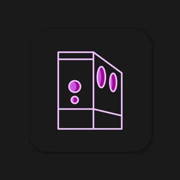 Filled outline Case of computer icon isolated on black background. Computer.. Illustration