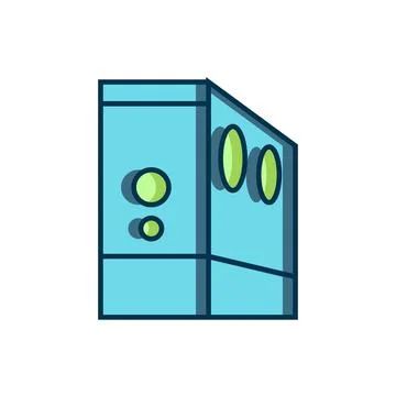 Filled outline Case of computer icon isolated on white background. Computer.. Stock Illustration