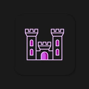 Filled outline Castle icon isolated on black background. Medieval fortress .. Stock Illustration