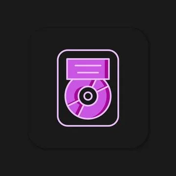 Filled outline CD disk award in frame icon isolated on black background. Mo.. イラスト素材