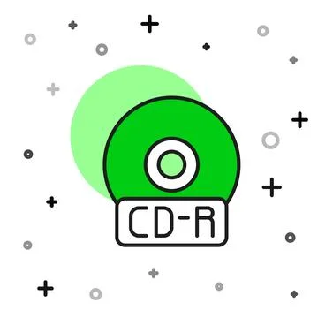 Filled outline CD or DVD disk icon isolated on white background. Compact disc Stock-Illustration