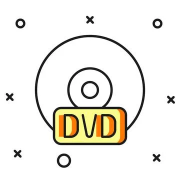 Filled outline CD or DVD disk icon isolated on white background. Compact di.. Stock-Illustration