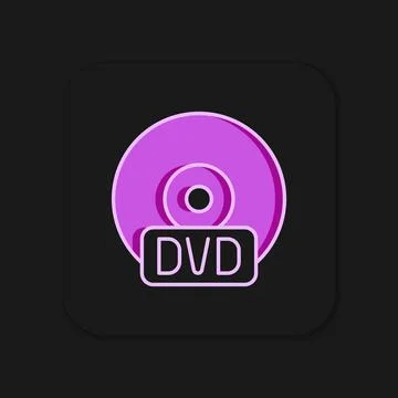 Filled outline CD or DVD disk icon isolated on black background. Compact di.. Ilustração Stock