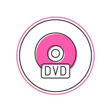 Filled outline CD or DVD disk icon isolated on white background. Compact di.. Stock Illustration