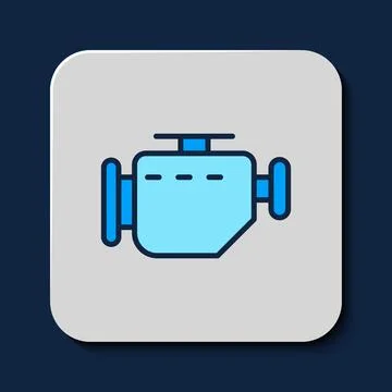 Filled outline Check engine icon isolated on blue background.  Vector イラスト素材