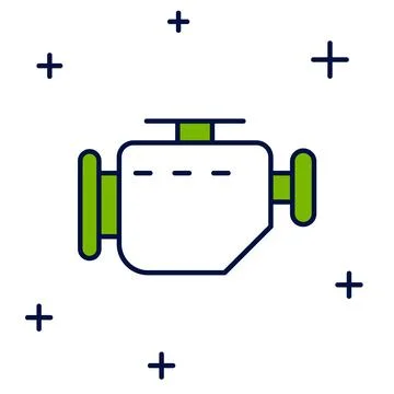 Filled outline Check engine icon isolated on white background. Vector Stock Illustration