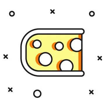 Filled outline Cheese icon isolated on white background. Flat filled outlin.. Stock Illustration