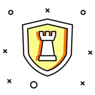 Filled outline Chess shield icon isolated on white background. Business str.. Stock Illustration
