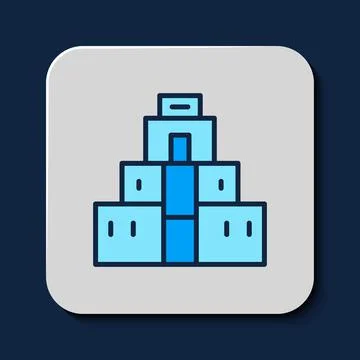 Filled outline Chichen Itza in Mayan icon isolated on blue background. Ancient Ilustración de archivo