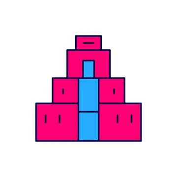 Filled outline Chichen Itza in Mayan icon isolated on white background. Ancient Ilustración de archivo