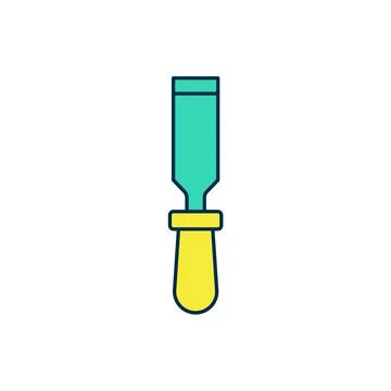 Filled outline Chisel tool for wood icon isolated on white background. Vector Stock Illustration