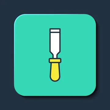 Filled outline Chisel tool for wood icon isolated on blue background. Turquoise イラスト素材