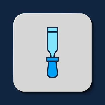 Filled outline Chisel tool for wood icon isolated on blue background.  Vector Stock Illustration
