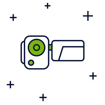 Filled outline Cinema camera icon isolated on white background. Video camera Stock Illustration