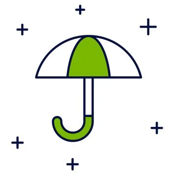 Filled outline Classic elegant opened umbrella icon isolated on white background Stock Illustration