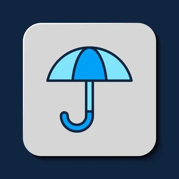 Filled outline Classic elegant opened umbrella icon isolated on blue backgr.. Stock Illustration