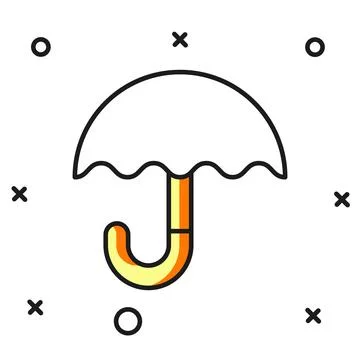 Filled outline Classic elegant opened umbrella icon isolated on white backg.. Illustrazione stock