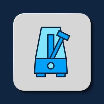 Filled outline Classic Metronome with pendulum in motion icon isolated on blu Stock Illustration