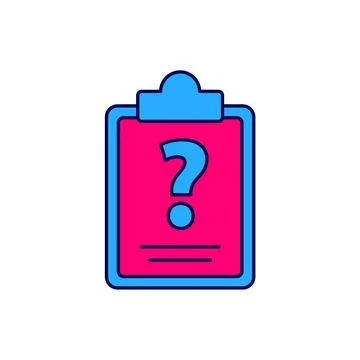 Filled outline Clipboard with question marks icon isolated on white background Stock Illustration