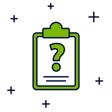Filled outline Clipboard with question marks icon isolated on white backgro.. Stock Illustration