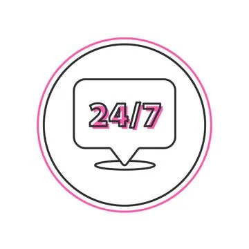 Filled outline Clock 24 hours icon isolated on white background. All day cy.. Stock Illustration