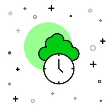 Filled outline Clock icon isolated on white background. Time symbol.  Vector 库存插图