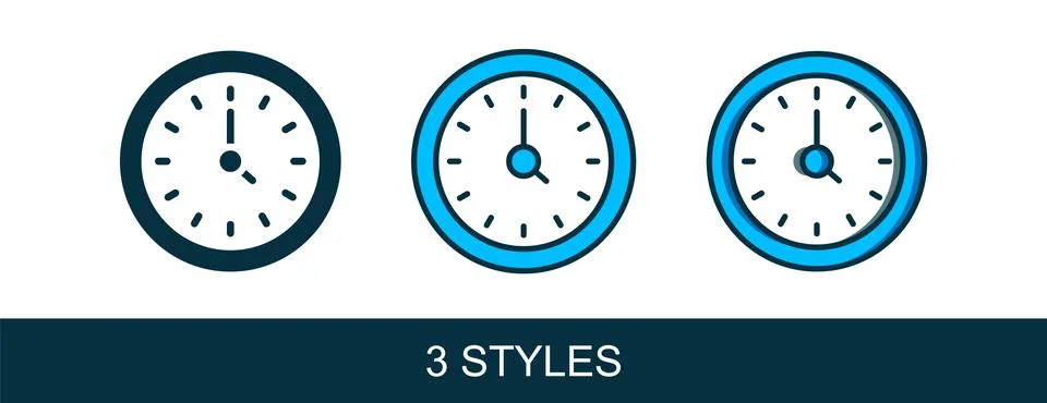 Filled outline Clock icon isolated on white background. Time symbol.  Vector 库存插图