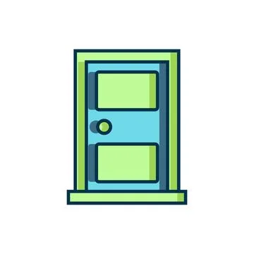 Filled outline Closed door icon isolated on white background. Flat filled o.. Illustration