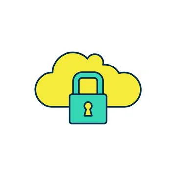 Filled outline Cloud computing lock icon isolated on white background. Security 库存插图