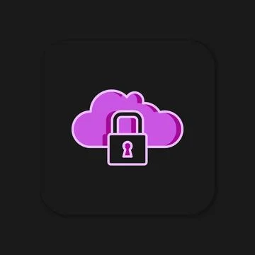 Filled outline Cloud computing lock icon isolated on black background. Secu.. Ilustração Stock