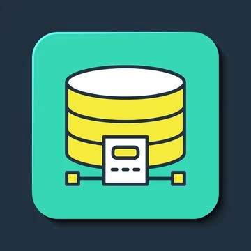 Filled outline Cloud database icon isolated on blue background. Cloud computing Illustrazione stock