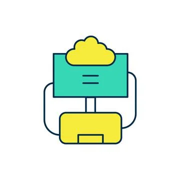 Filled outline Cloud database icon isolated on white background. Cloud computing Stock Illustration