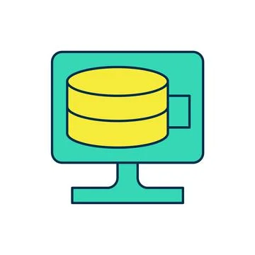 Filled outline Cloud database icon isolated on white background. Cloud computing Illustrazione stock