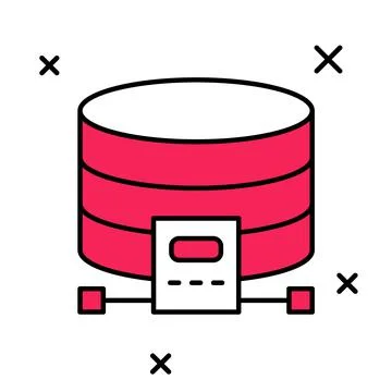 Filled outline Cloud database icon isolated on white background. Cloud computing Illustrazione stock