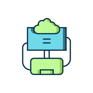 Filled outline Cloud database icon isolated on white background. Cloud comp.. イラスト素材