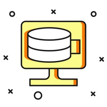 Filled outline Cloud database icon isolated on white background. Cloud comp.. Stock Illustration