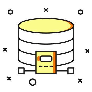 Filled outline Cloud database icon isolated on white background. Cloud comp.. イラスト素材