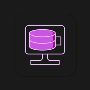 Filled outline Cloud database icon isolated on black background. Cloud comp.. Illustrazione stock