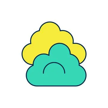Filled outline Cloud icon isolated on white background. Vector Illustrazione stock