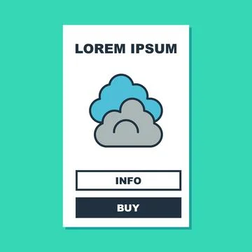 Filled outline Cloud icon isolated on turquoise background. Vector Stock Illustration