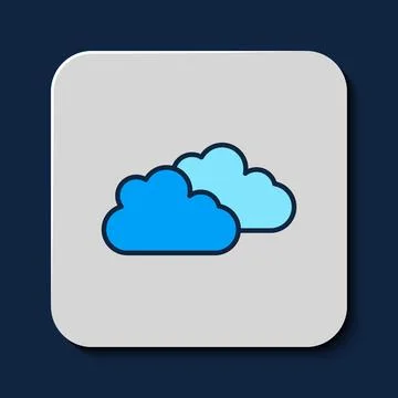 Filled outline Cloud icon isolated on blue background. Vector 스톡 일러스트