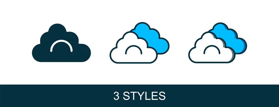 Filled outline Cloud icon isolated on white background.  Vector Stock Illustration