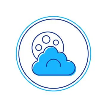 Filled outline Cloud with moon icon isolated on white background. Cloudy night Stockillustratie