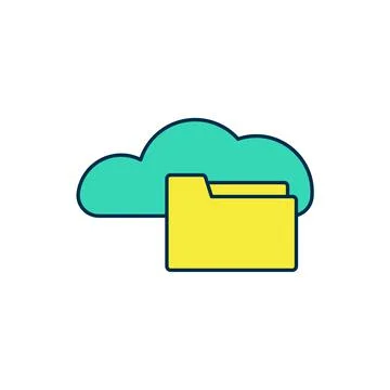 Filled outline Cloud or online library icon isolated on white background Stock Illustration