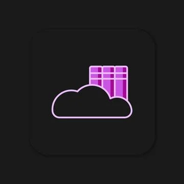 Filled outline Cloud or online library icon isolated on black background. I.. Stock Illustration