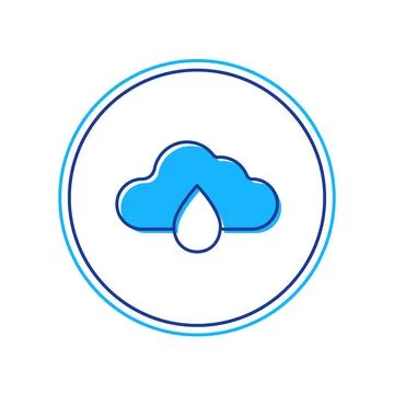 Filled outline Cloud with rain icon isolated on white background. Rain cloud Stockillustratie