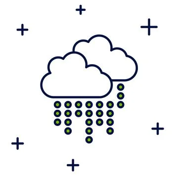Filled outline Cloud with rain icon isolated on white background. Rain cloud  스톡 일러스트