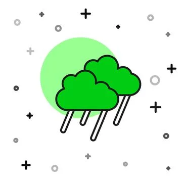 Filled outline Cloud with rain icon isolated on white background. Rain cloud  스톡 일러스트