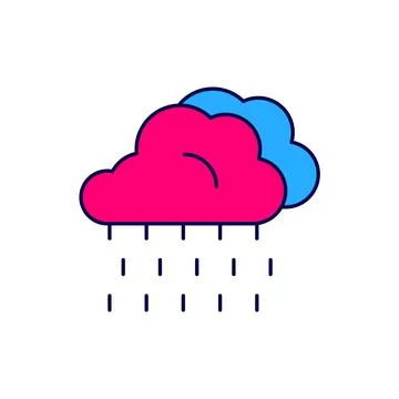 Filled outline Cloud with rain icon isolated on white background. Rain cloud Stock Illustration